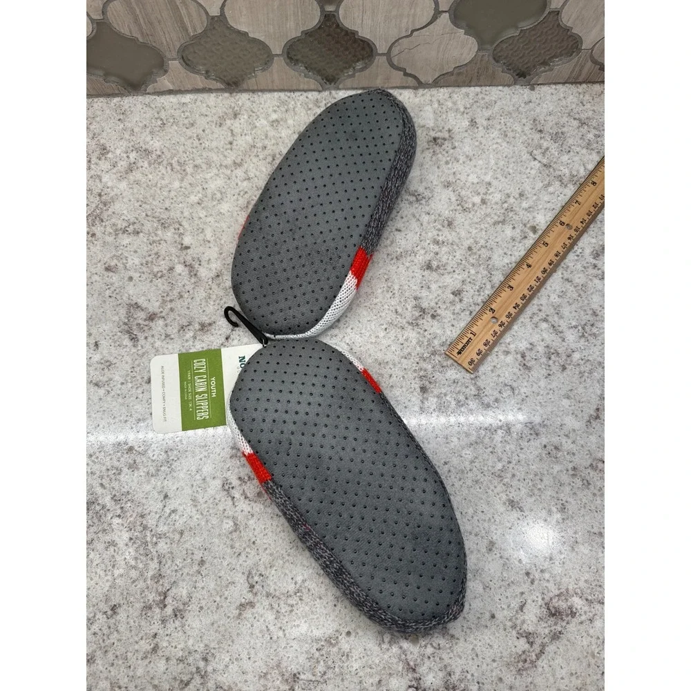 Northeast Outfitters Youth Fox‎ Cozy Cabin Slippers Grey Orange Aloe Infused S/M